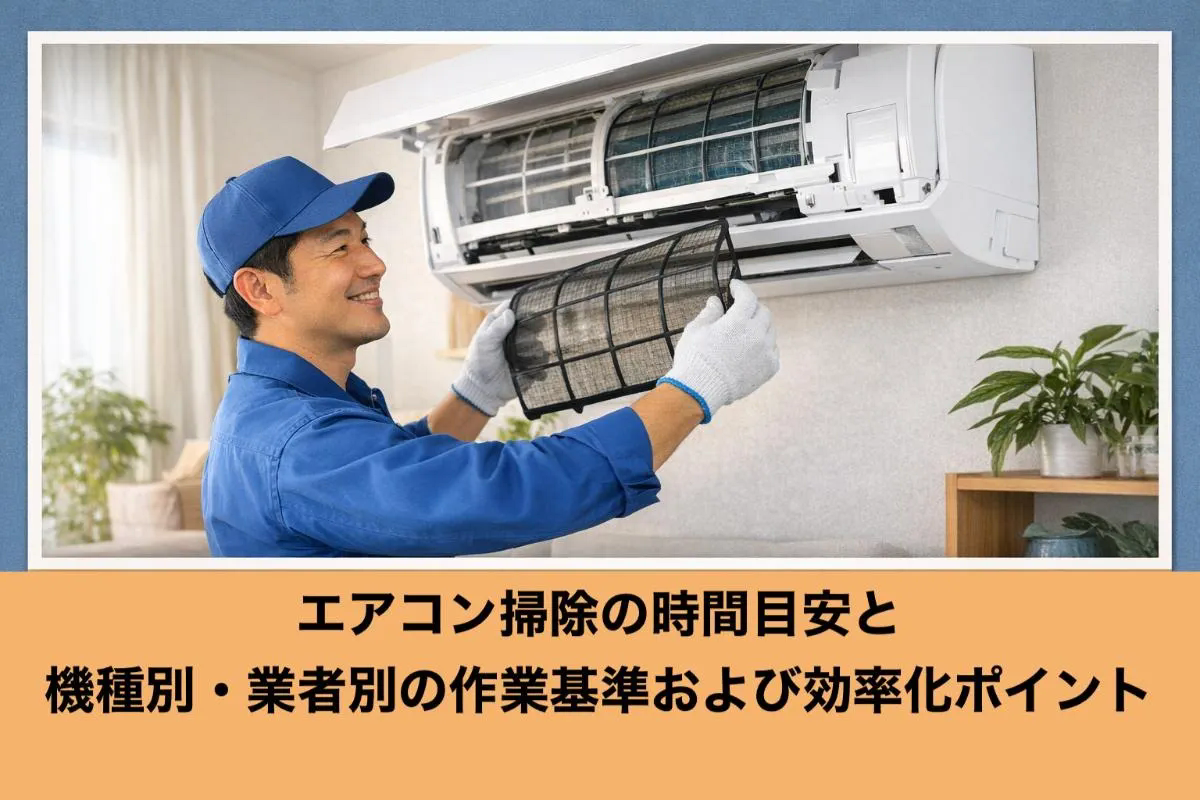 エアコン掃除の時間目安と機種別・業者別の作業基準および効率化ポイント